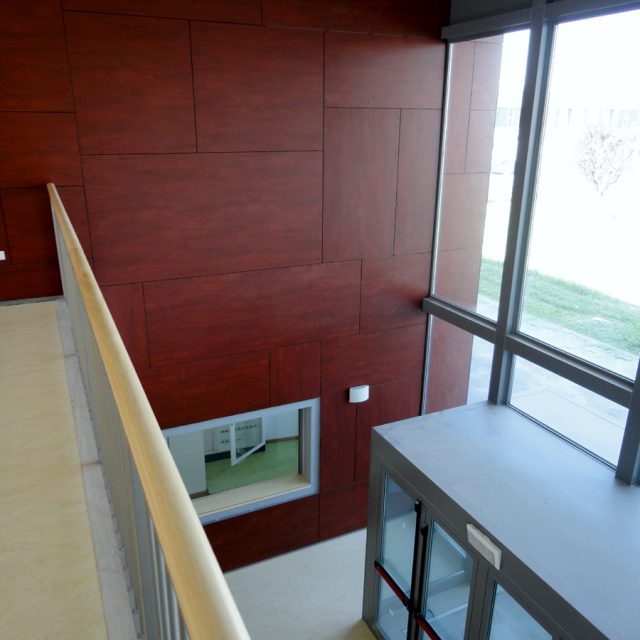 Rivestimento, facciata ventilata, HPL, trespa, composito, bussola ingresso